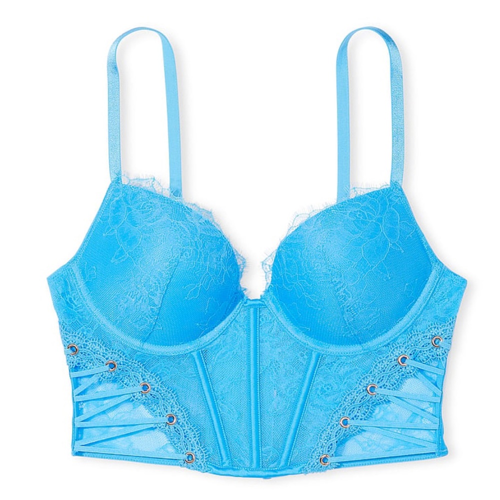 VS ROSE LACE & GROMMET CORSET PUSH UP TOP 38DD NWT - Picture 4 of 5